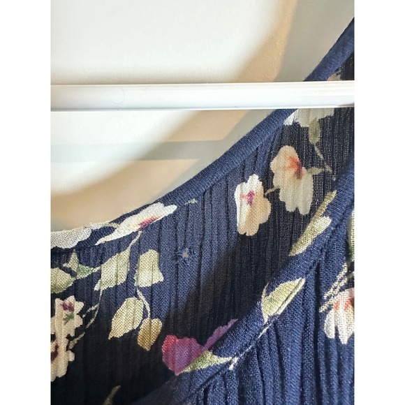 Floral Maxi Dress‎ Navy Purple White Sleeveless Summer Casual Cottagecore - Picture 4 of 4